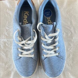 Keds Light Blue Canvas Lace-Up Sneakers with White Laces